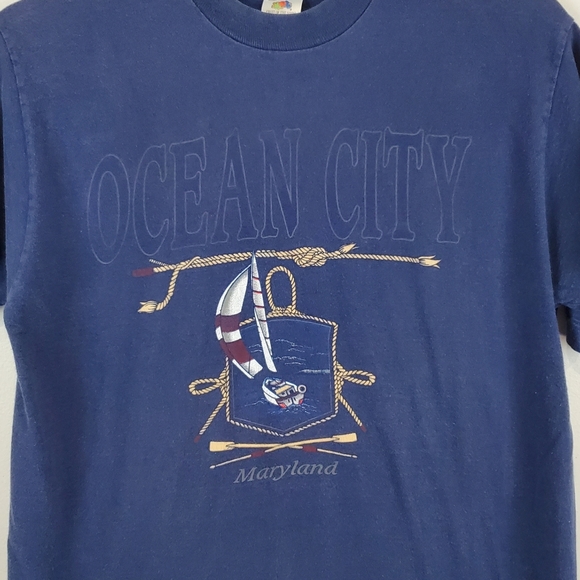 Vintage Ocean City Maryland Sailboat T Shirt M Fruit Of The Loom Single Stitch - Picture 1 of 10